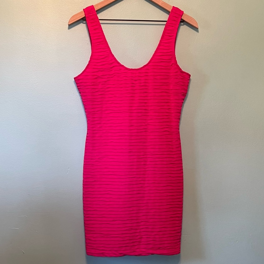 Forever 21 Size L Hot Pink Ruffled Sheath Dress
